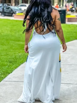 Halter Neck Backless Floral Print Maxi Dress