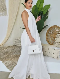 Halter Neck Sleeveless Backless Wide Leg Jumpsuit