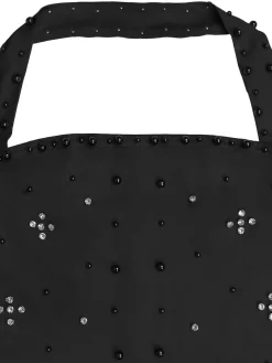 Halter Rhinestone Bead Maxi Dress