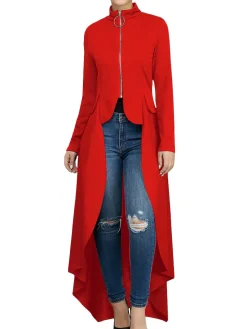 High Low Irregular Zipper Front Tunic Top