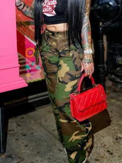 High Waist Camouflage Cargo Pants