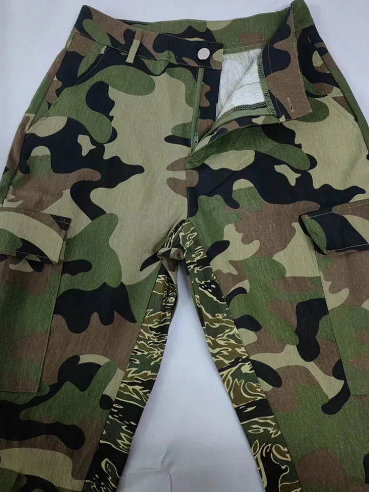 High Waist Camouflage Print Cargo Pants