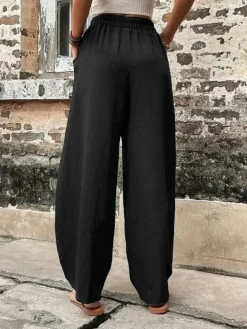 High Waisted Straight Leg Pants with Pockets