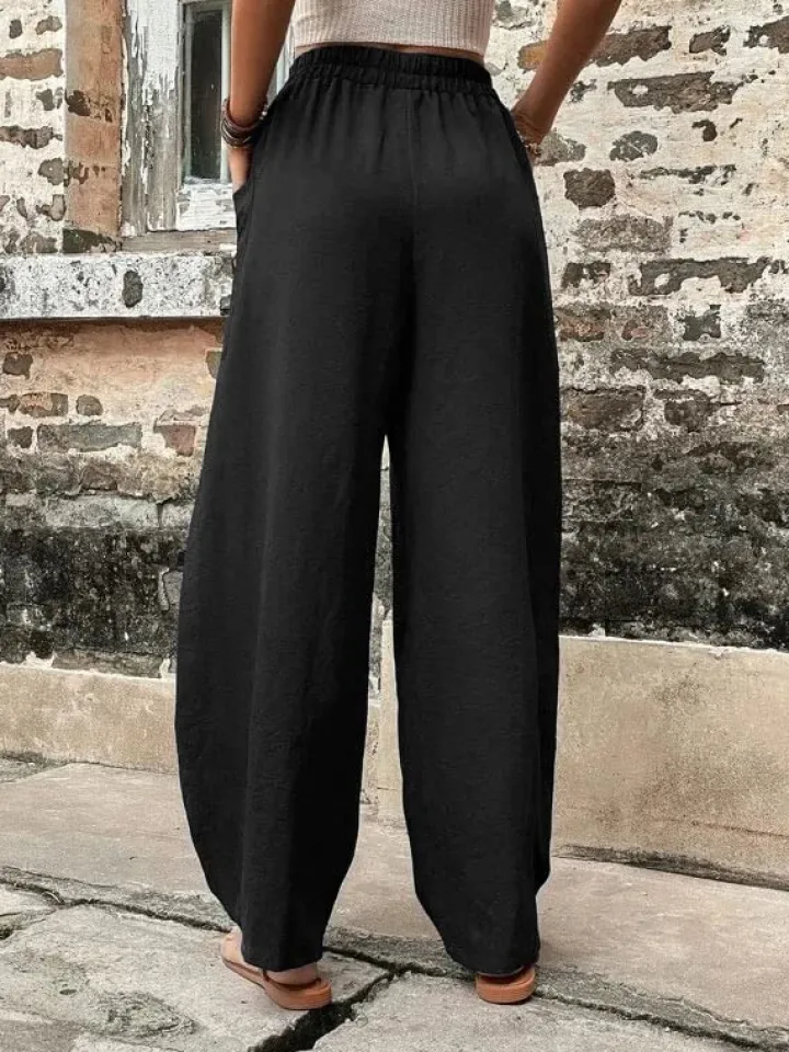 High Waisted Straight Leg Pants with Pockets