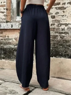 High Waisted Straight Leg Pants with Pockets