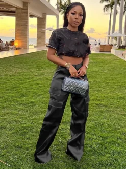 High Wasited Wide Leg Pants with Pockets