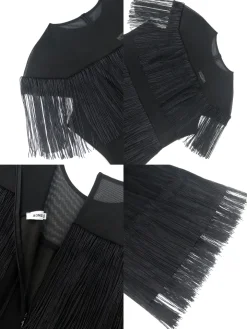 High-Waisted Fringe Tassel Belted Dress