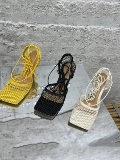 Hollow Out Crossed Straps High Heel Sandal