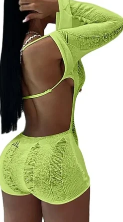 Hollow Out Backless Off Shoulder Bodycon Short Jumpsuit