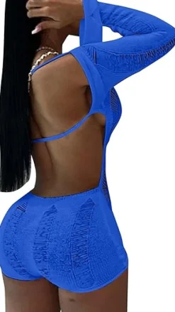 Hollow Out Backless Off Shoulder Bodycon Short Jumpsuit