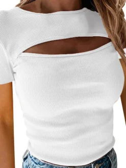 Hollow Out Ribbed Knit Top