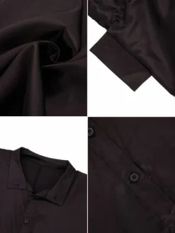 Irregular Loose Batwing Sleeve Silky Button-Up Blouse