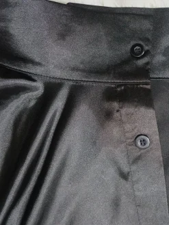 Irregular Loose Batwing Sleeve Silky Button-Up Blouse