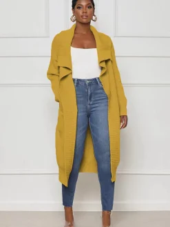 Knit Long Sleeve Solid Bodycon Cardigan