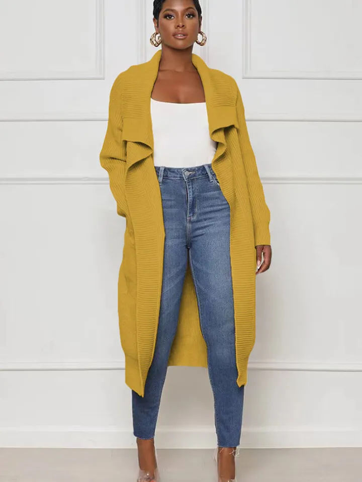 Knit Long Sleeve Solid Bodycon Cardigan