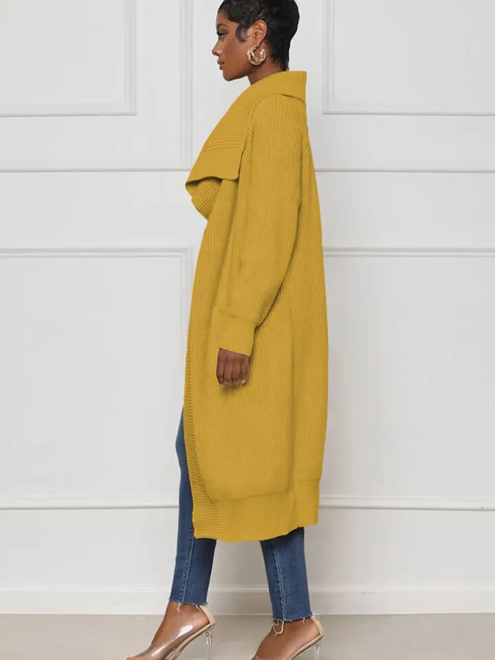 Knit Long Sleeve Solid Bodycon Cardigan