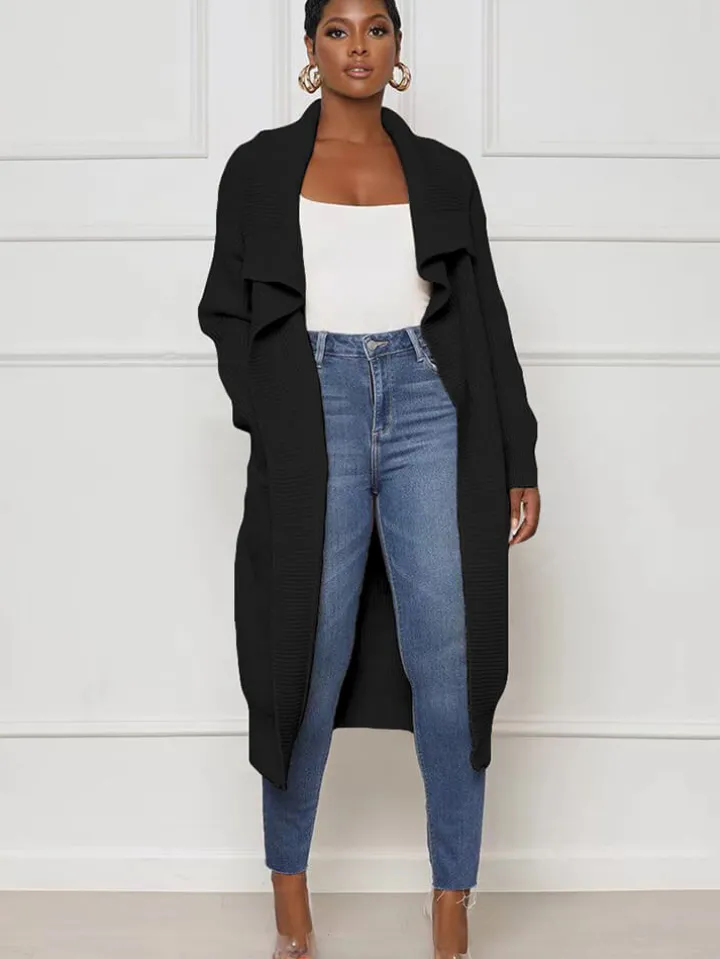 Knit Long Sleeve Solid Bodycon Cardigan