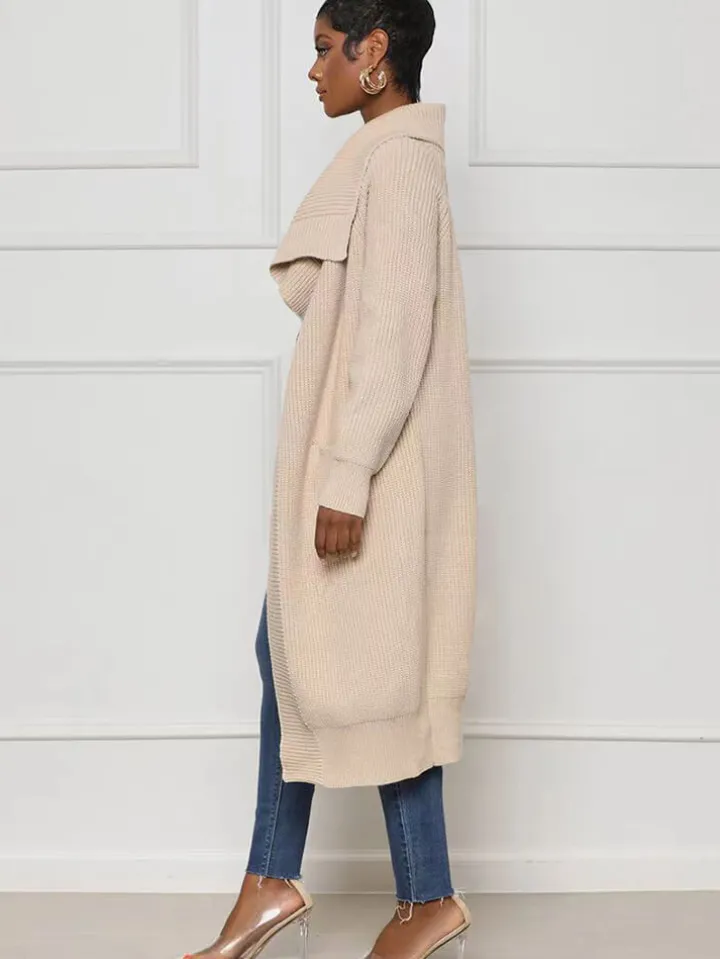 Knit Long Sleeve Solid Bodycon Cardigan