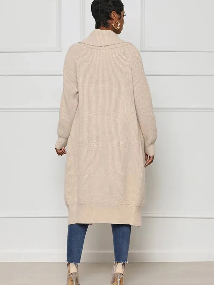 Knit Long Sleeve Solid Bodycon Cardigan