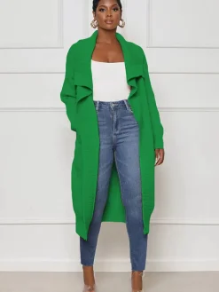 Knit Long Sleeve Solid Bodycon Cardigan