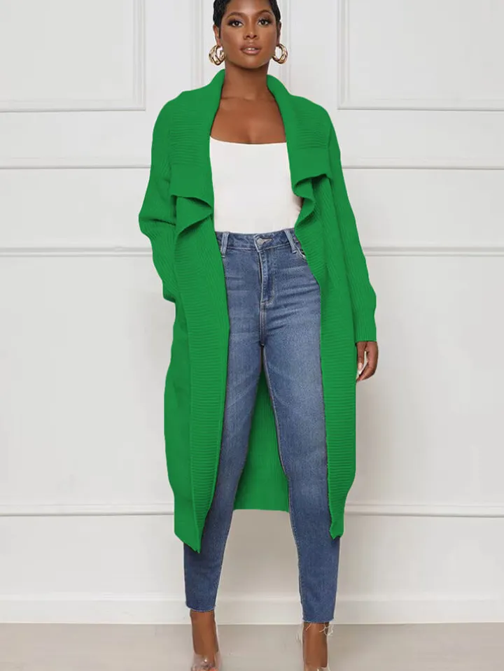 Knit Long Sleeve Solid Bodycon Cardigan