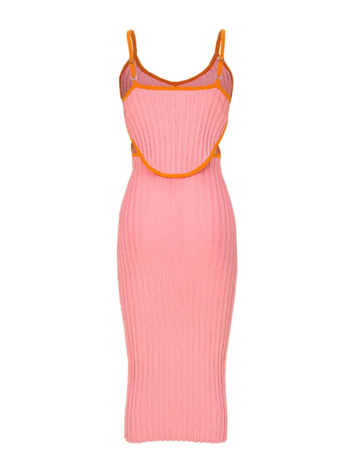 Knit Sleeveless Backless Midi Dress