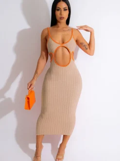 Knit Sleeveless Backless Midi Dress