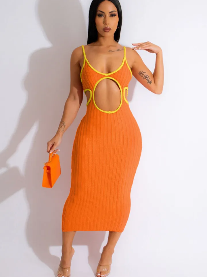 Knit Sleeveless Backless Midi Dress