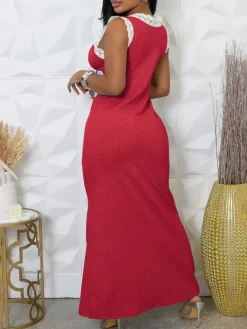 Lace Sleeveless Printed Dress