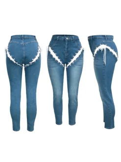 Lace-Up Denim Jeans