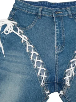 Lace-Up Denim Jeans