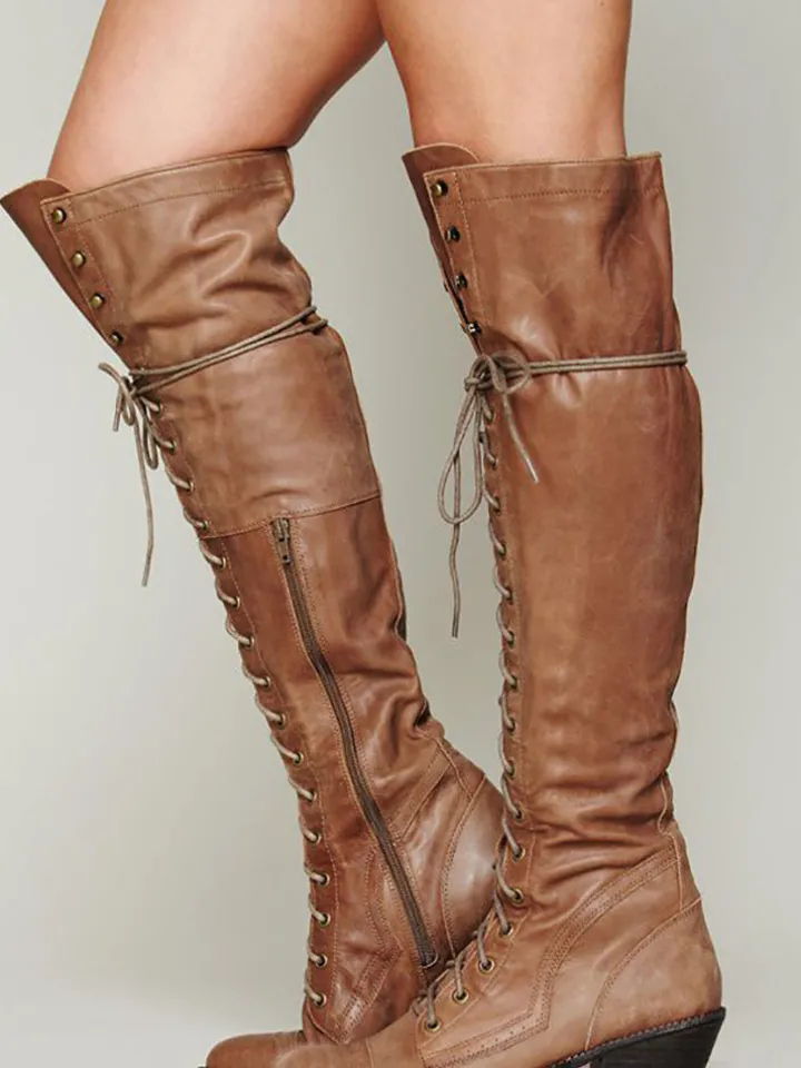 Lace-Up Over-the-Knee Boots