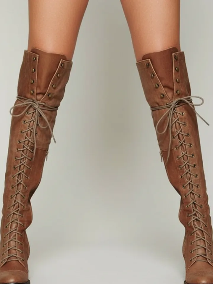 Lace-Up Over-the-Knee Boots