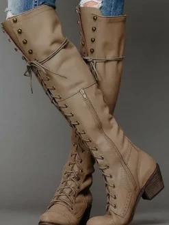 Lace-Up Over-the-Knee Boots