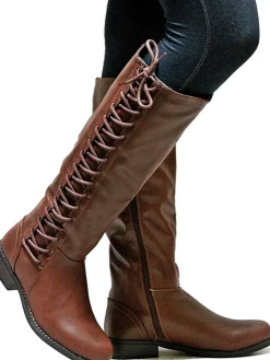 Lace-Up Zip Riding Boots