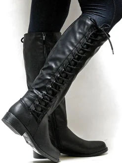 Lace-Up Zip Riding Boots