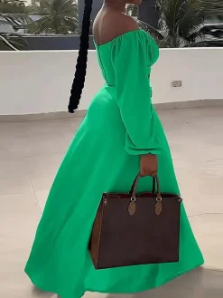 Lantern Sleeve Plus Size Two-Piece Set