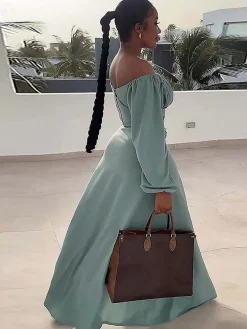 Lantern Sleeve Plus Size Two-Piece Set