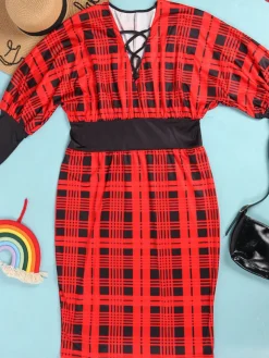 Long Lantern Sleeve Printed Midi Dress