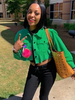 Long Sleeve Button Down Ripped Denim Jacket