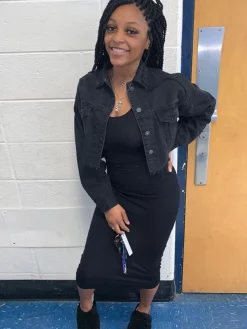 Long Sleeve Button Down Ripped Denim Jacket