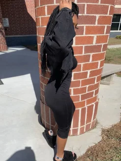 Long Sleeve Button Down Ripped Denim Jacket