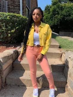 Long Sleeve Button Down Ripped Denim Jacket