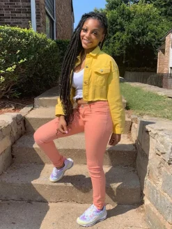 Long Sleeve Button Down Ripped Denim Jacket