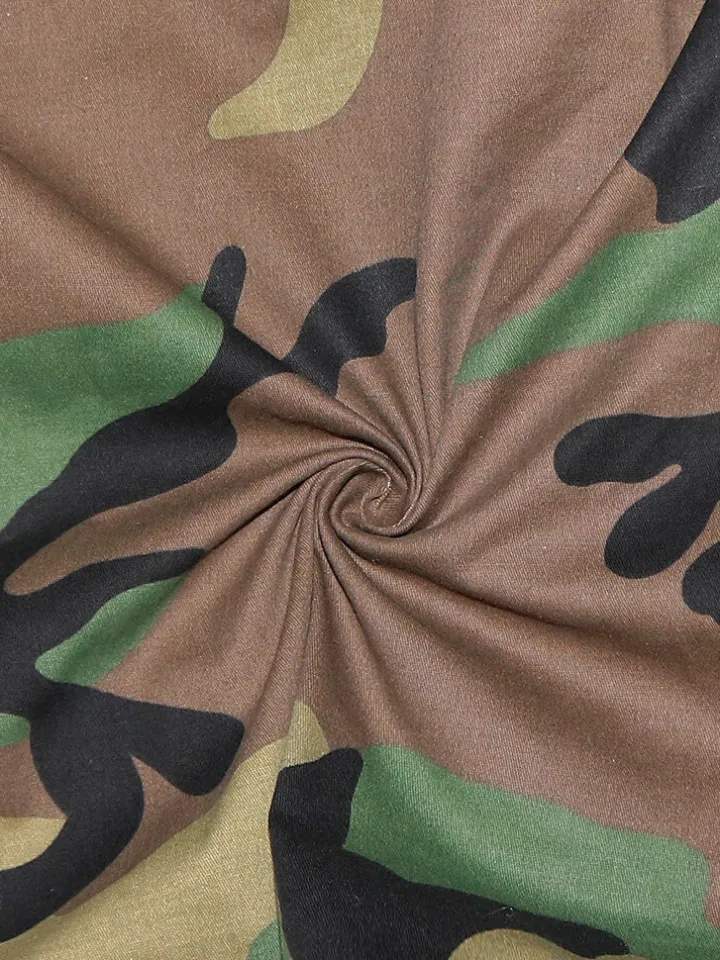 Long Sleeve Camouflage Printed Button Jacket