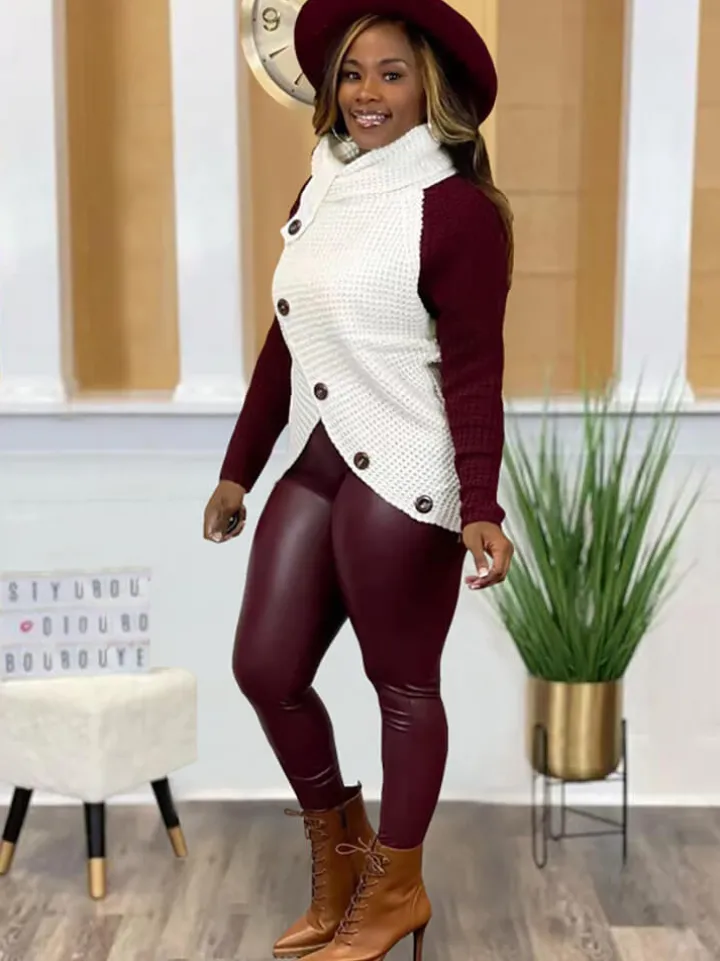 Long Sleeve Color Block Asymmetrical Top