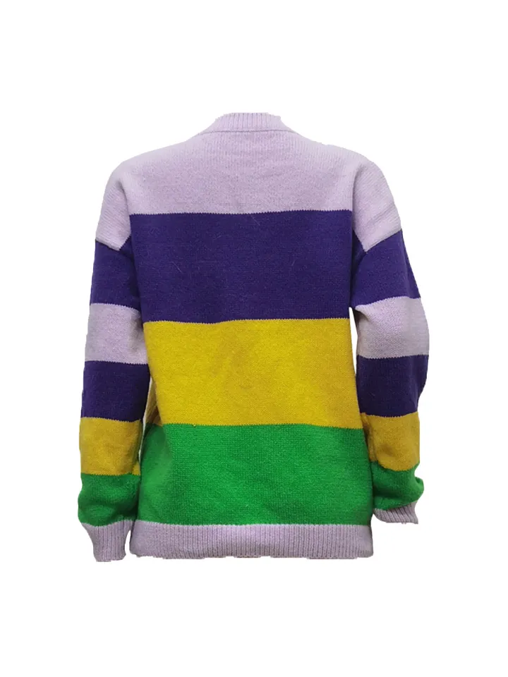 Long Sleeve Color Block Sequin Letter Pullover