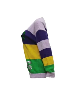 Long Sleeve Color Block Sequin Letter Pullover