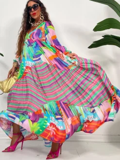 Long Sleeve Floral Print Bodycon Maxi Dress