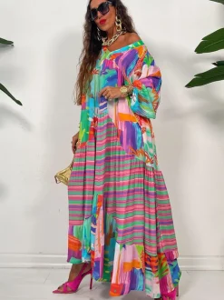 Long Sleeve Floral Print Bodycon Maxi Dress